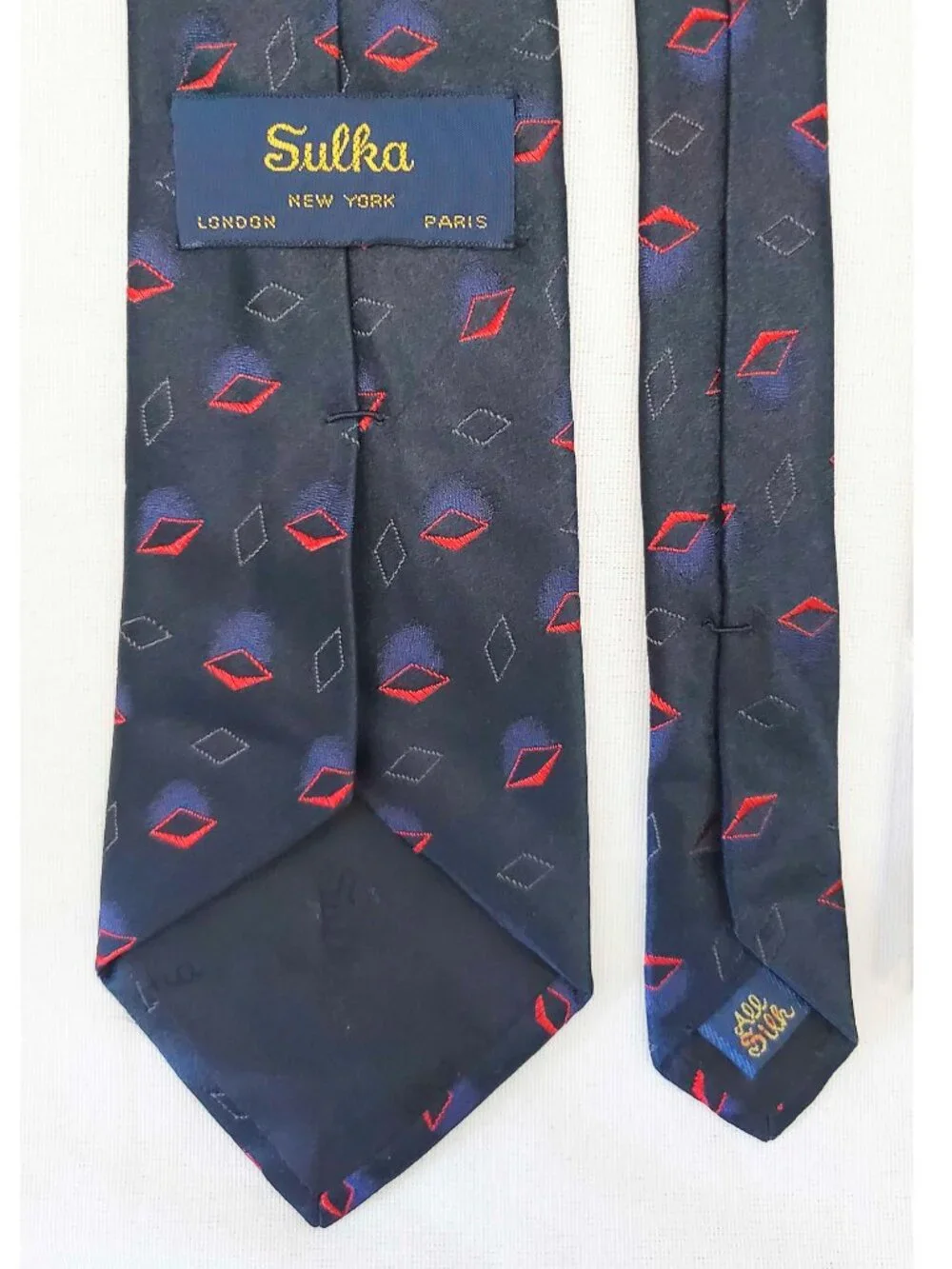 Sulka Men's Set of 3 100% Silk Tie Ties Blue Burgundy Brown